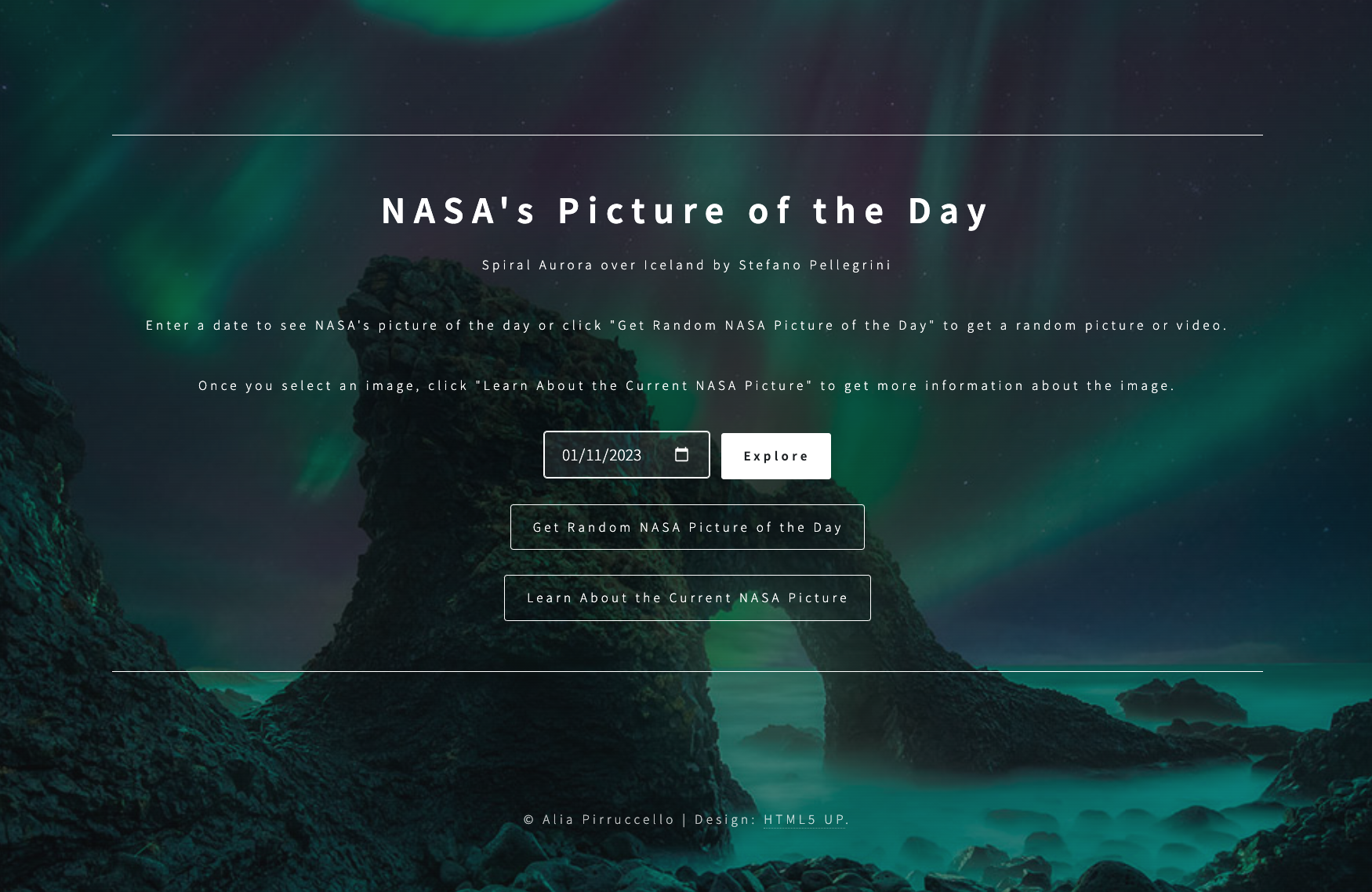 screen preview of DC Stargazer's Web App