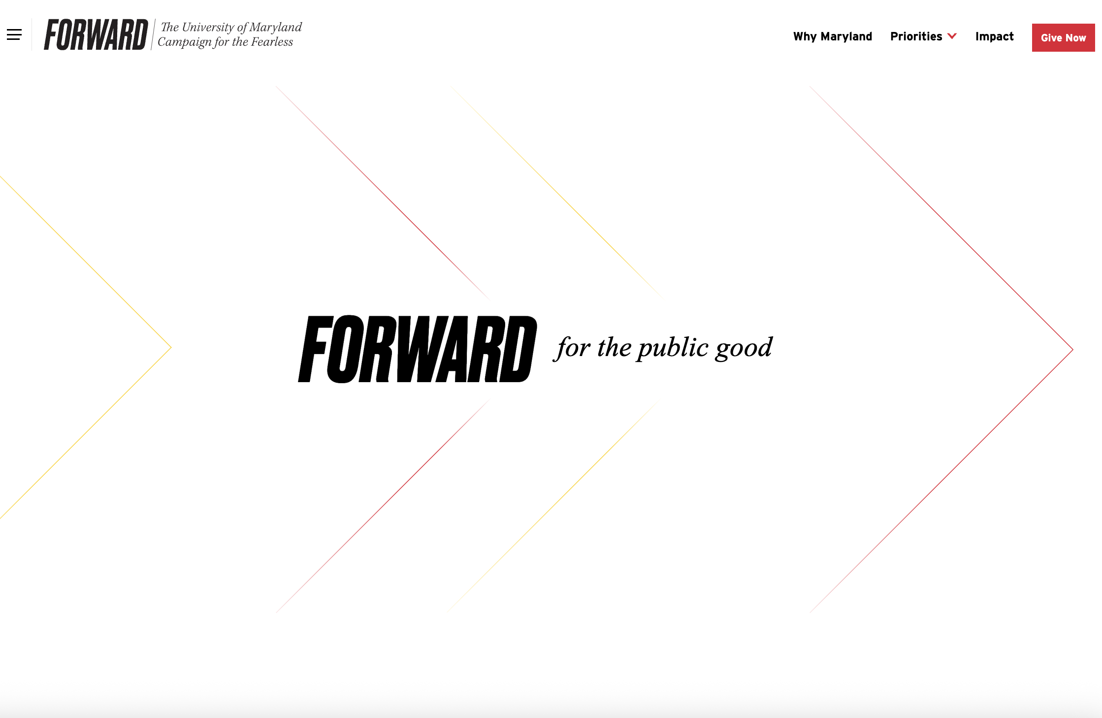 Screenshot of University of Maryland's Forward Campaign site