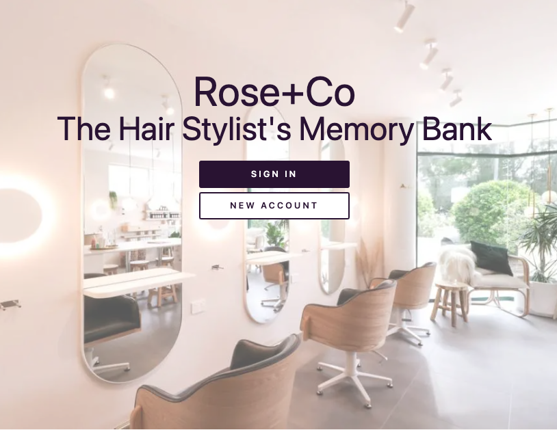 screen preview of Rose+Co app